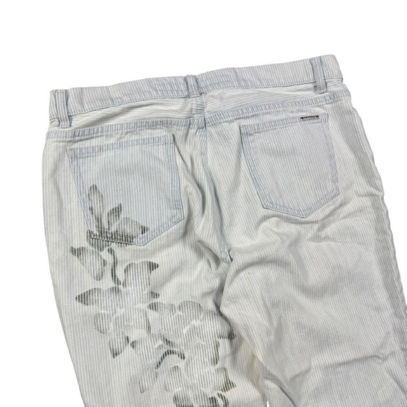 Escada Sport Lisa Womens Jeans IT 40 Blue Striped Floral Print Cropped Bootcut - Picture 4 of 9